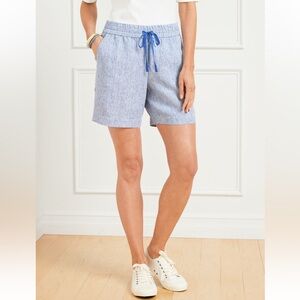 Talbots | Billy Blue & White Stripe Washed Linen Cotton Blend Shorts Size XLP